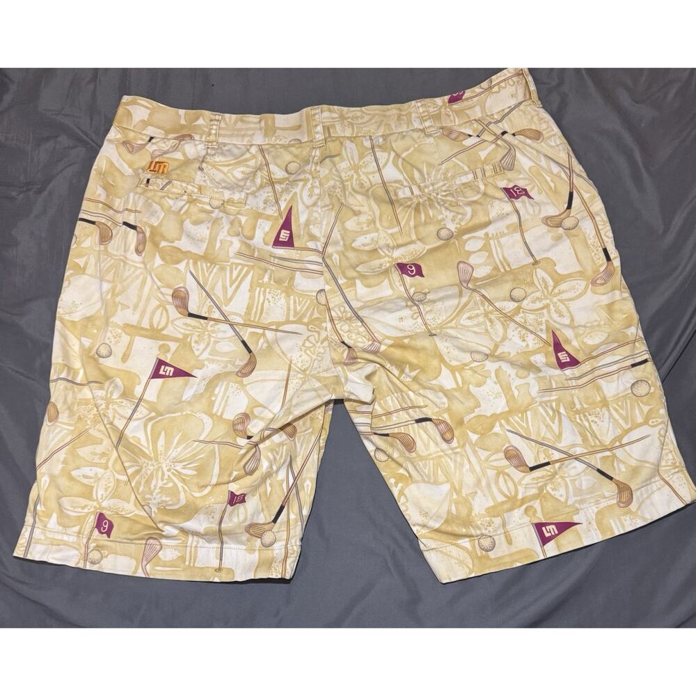 Loudmouth Golf Shorts Mens 40 Novelty Yellow Graphic Print 11” Inseam Preppy - Picture 8 of 11